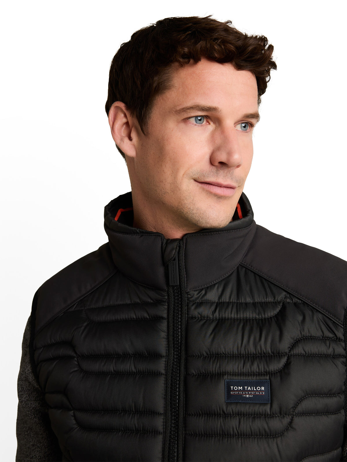 Tom Tailor Black Casual Vest with Stand Up Collar