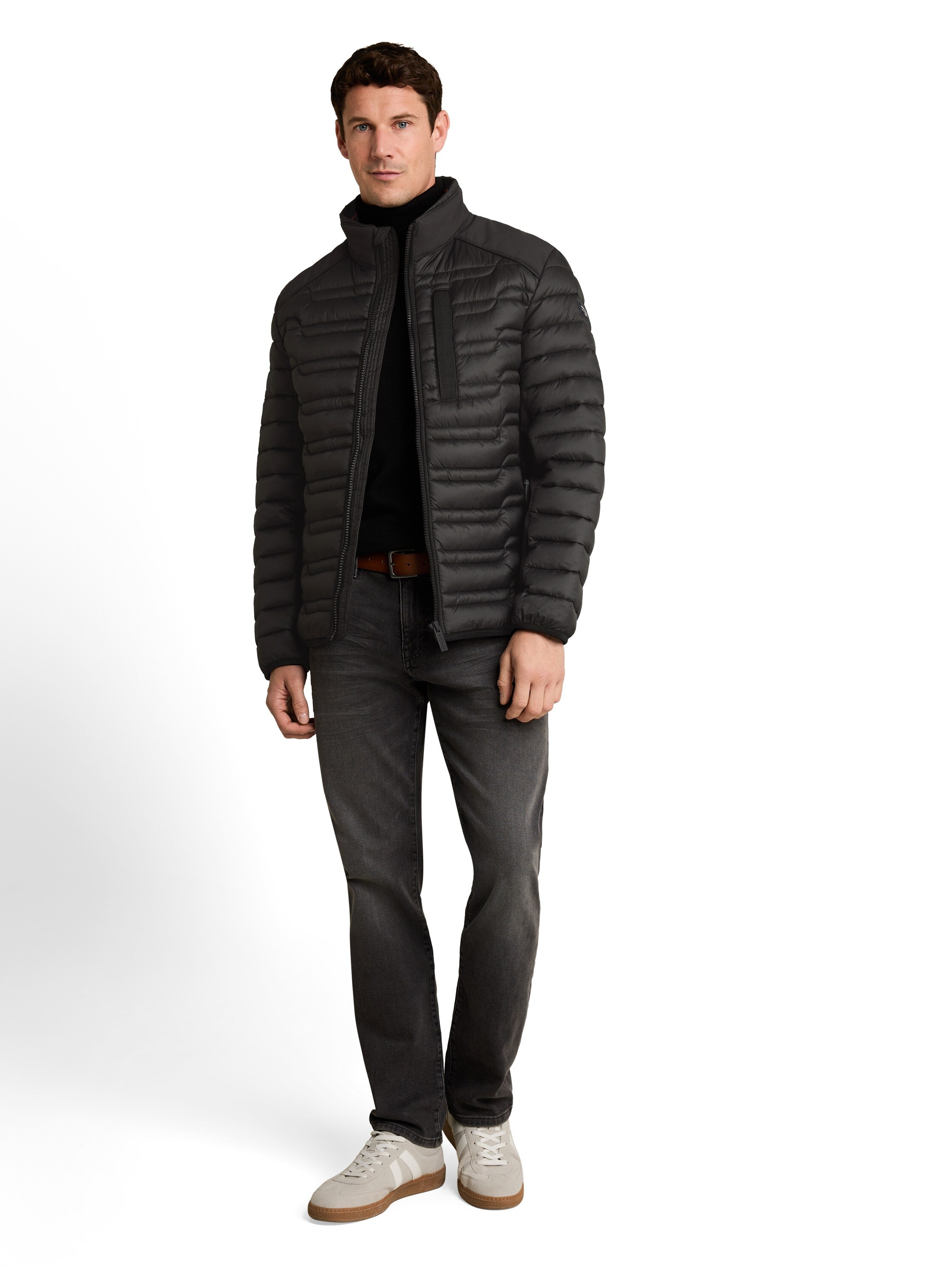 Tom Tailor Black Water-Repellent Jacket With Stand-Up Collar & Zip Pockets