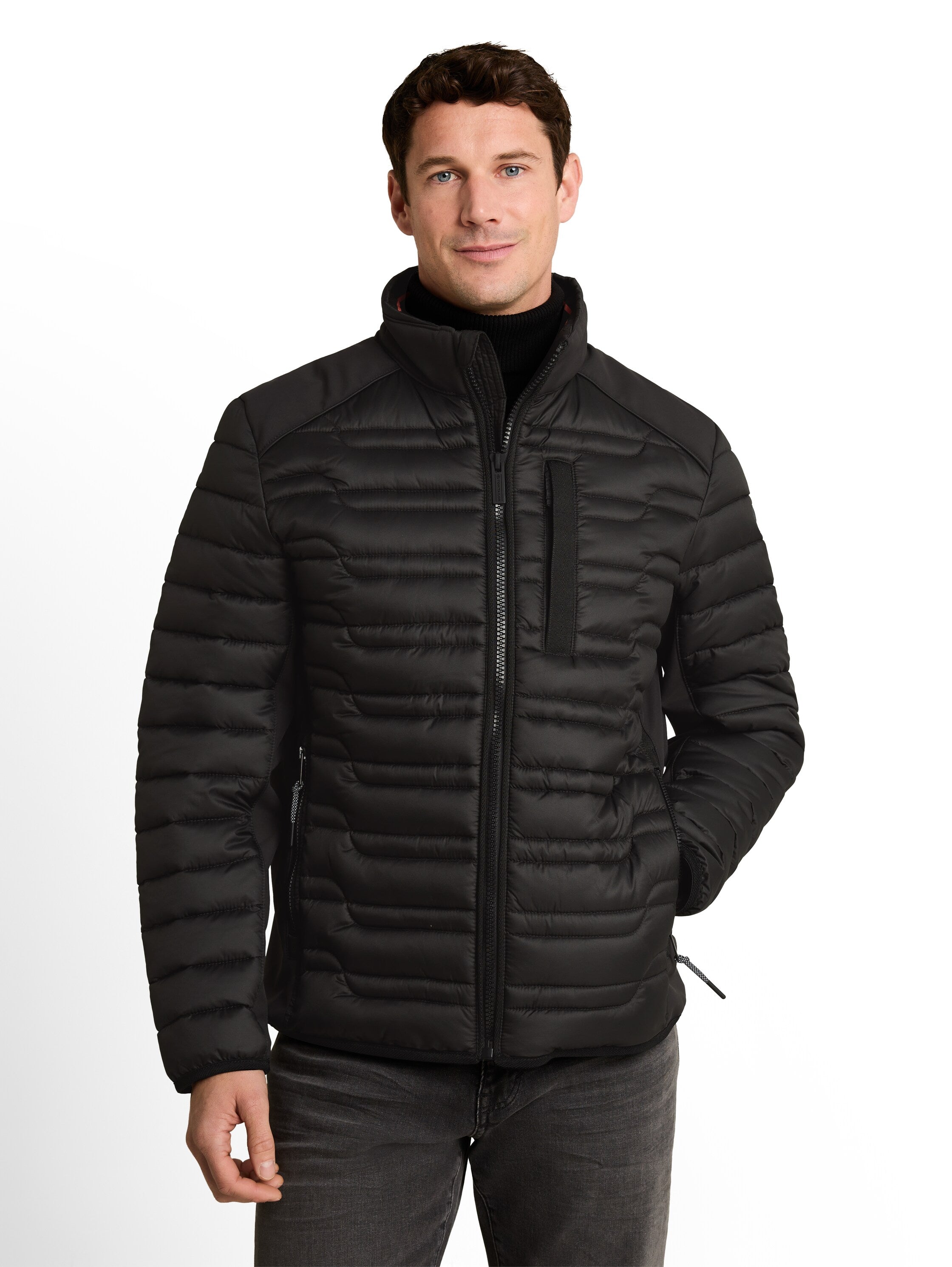 Tom Tailor Black Water-Repellent Jacket With Stand-Up Collar & Zip Pockets
