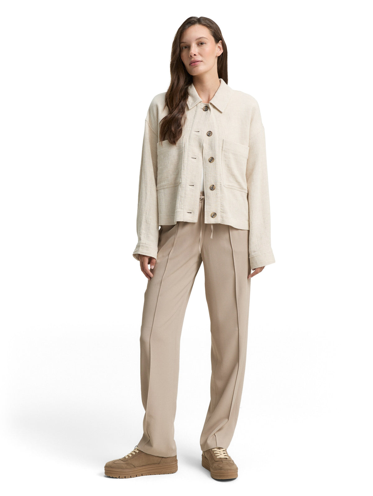 Tom Tailor Soft Taupe Grey Loose Straight Pants
