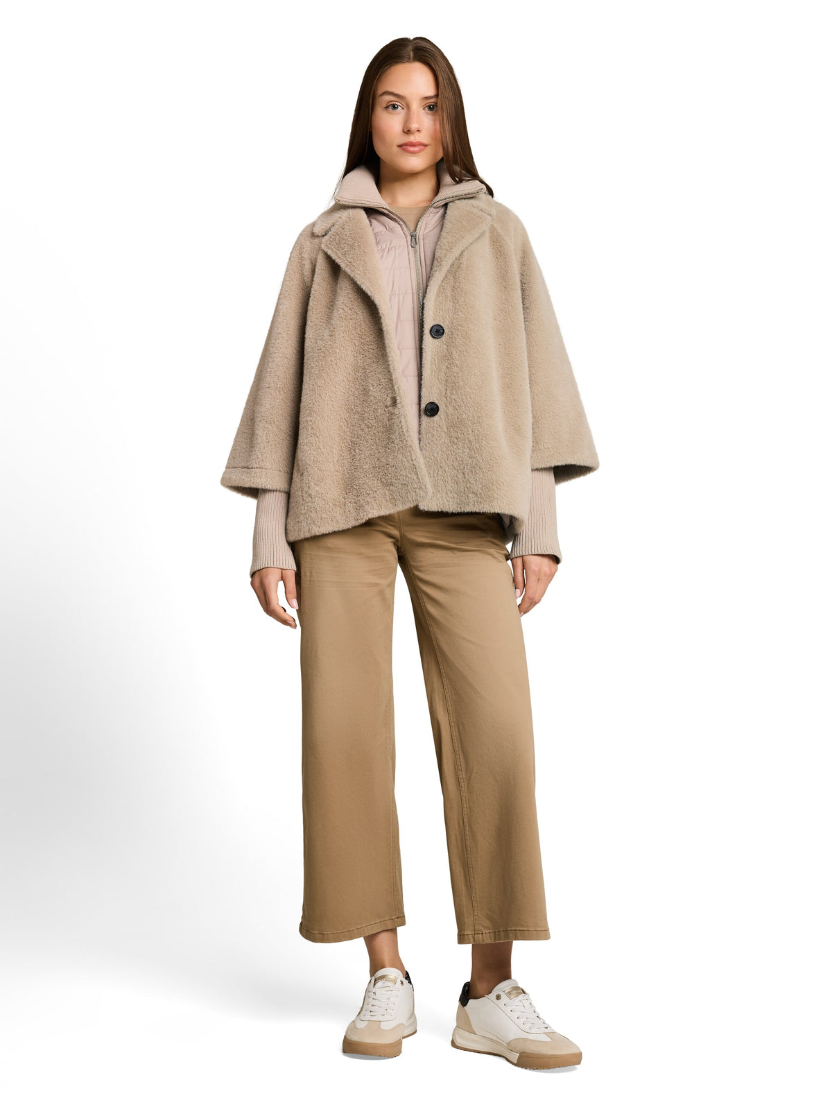 Tom Tailor Beige Cosy Cape Jacket In a 2-in-1 Style
