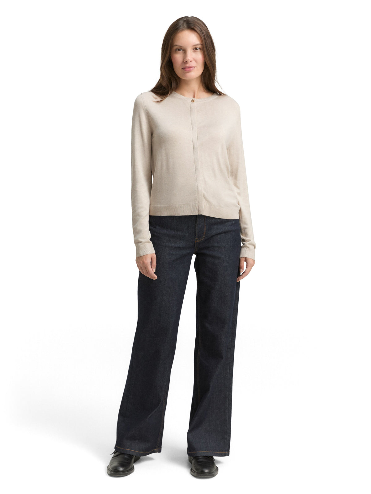 Tom Tailor Beige Cardigan with Concealed Button Placket