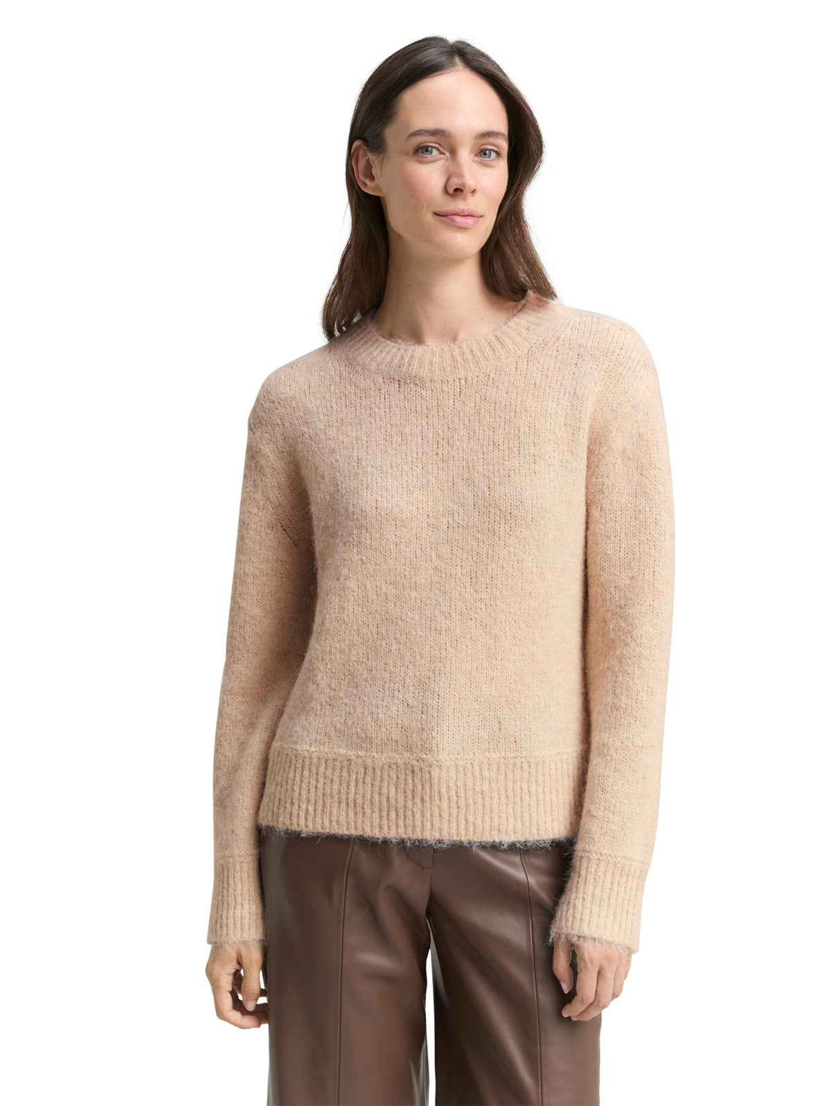 Tom Tailor Stone & Beige Knitted Jumper with Wool Blend