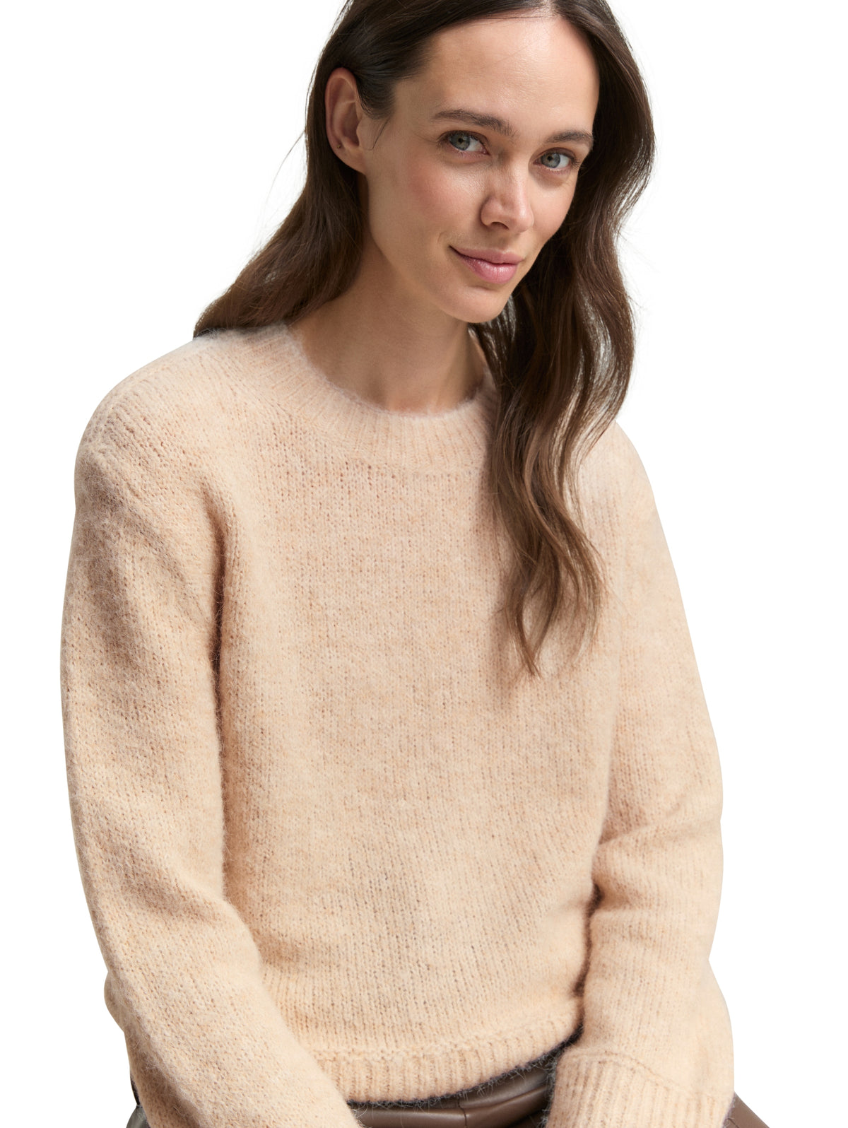Tom Tailor Stone & Beige Knitted Jumper with Wool Blend