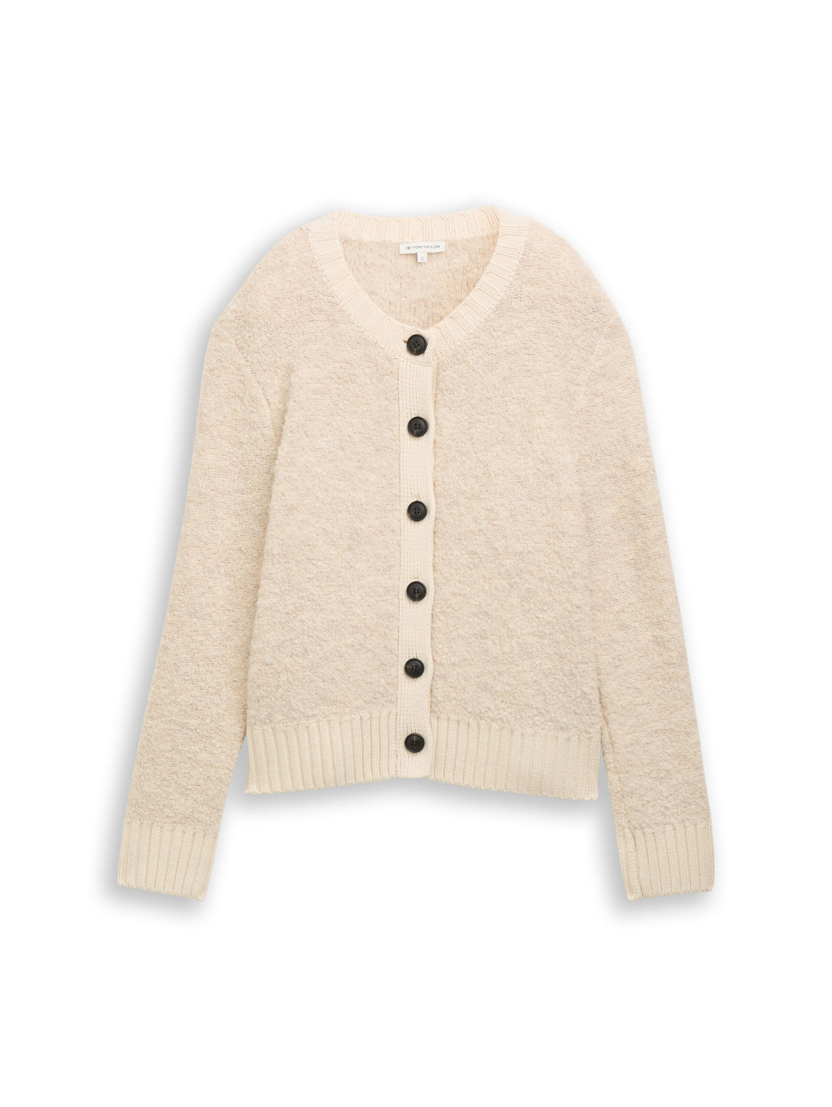 Tom Tailor Beige Bouclé Cardigan with Wool Content