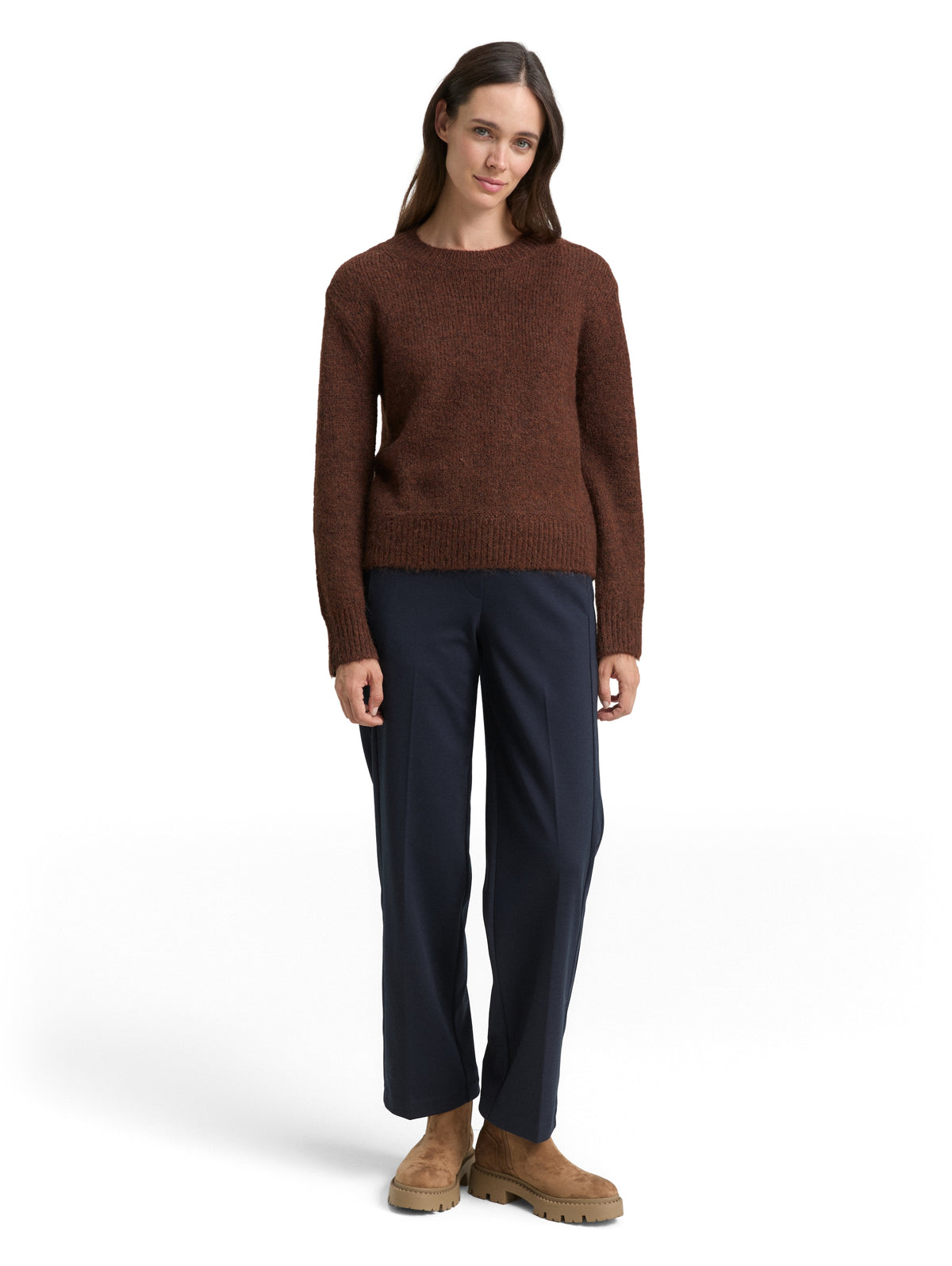 Tom Tailor Dark Brown Knitted Jumper with Wool Blend