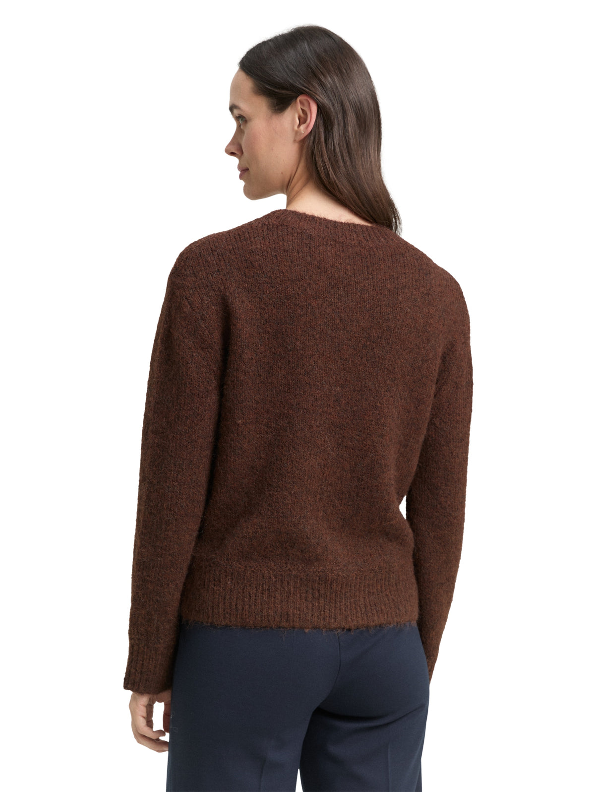 Tom Tailor Dark Brown Knitted Jumper with Wool Blend