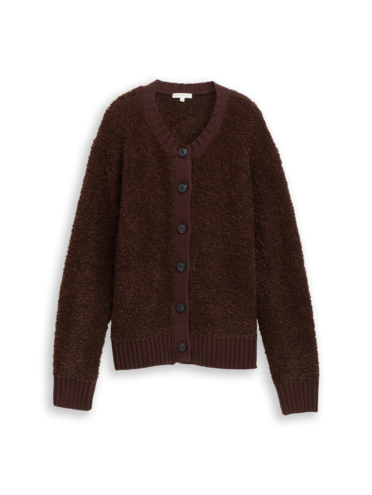 Tom Tailor Dark Brown Bouclé Cardigan with Wool Content