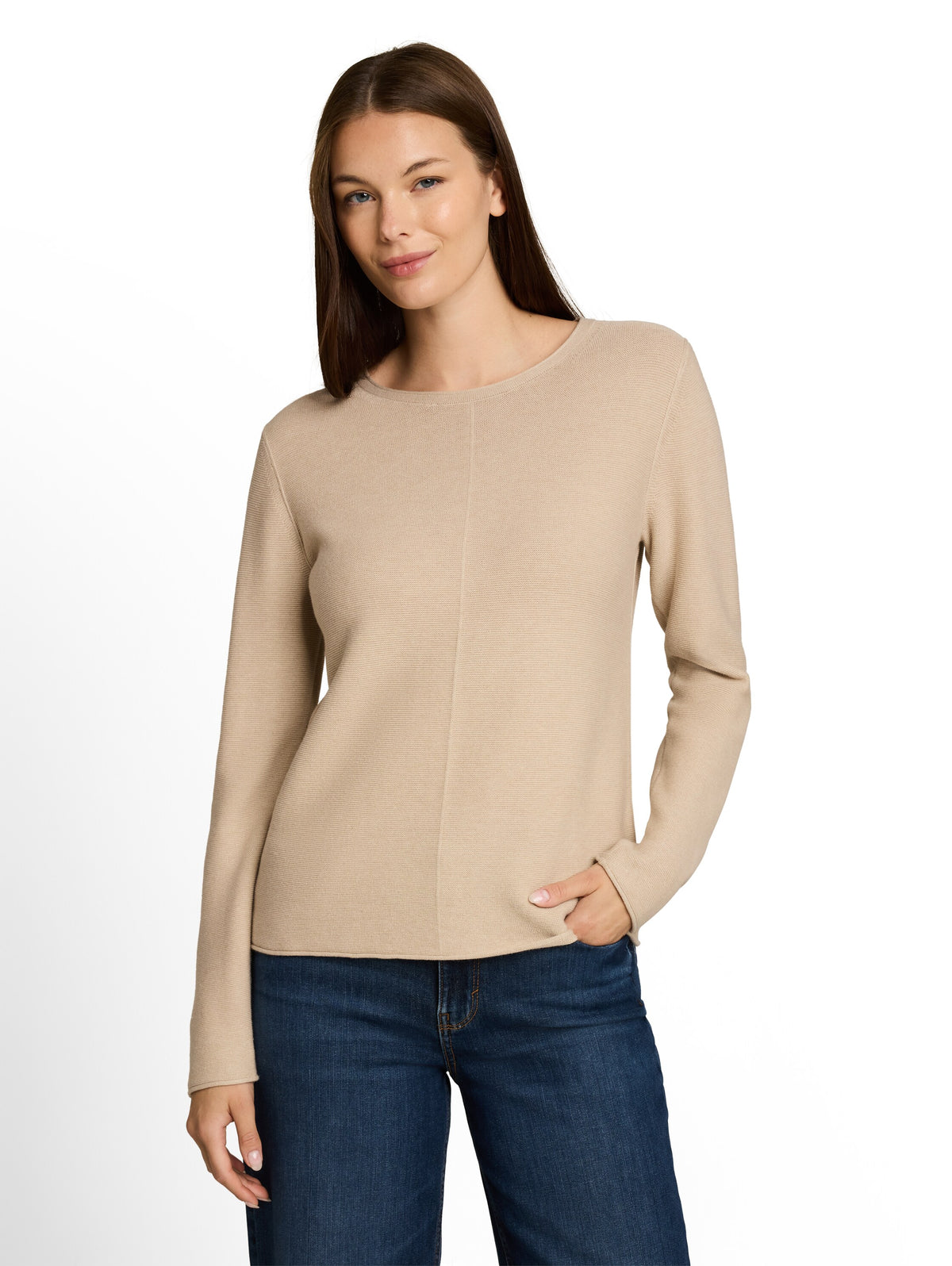 Tom Tailor Beige Cotton knitted Jumper Pullover