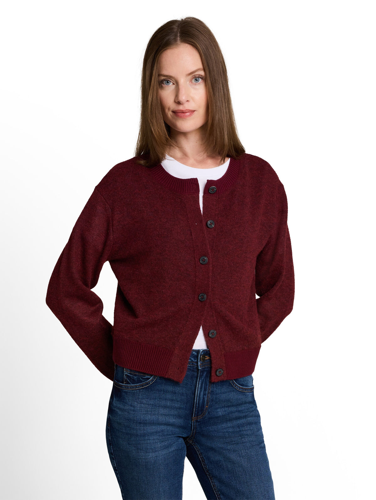 Tom Tailor Long Sleeved Burgundy Cardigan