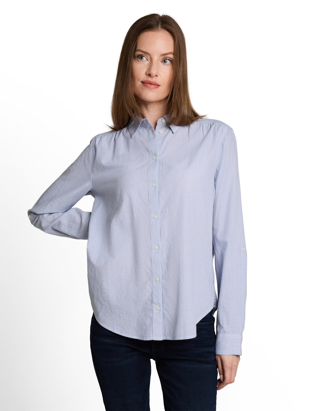 Tom Tailor Light Blue Shirt-Style Top With Turn-Up Feature