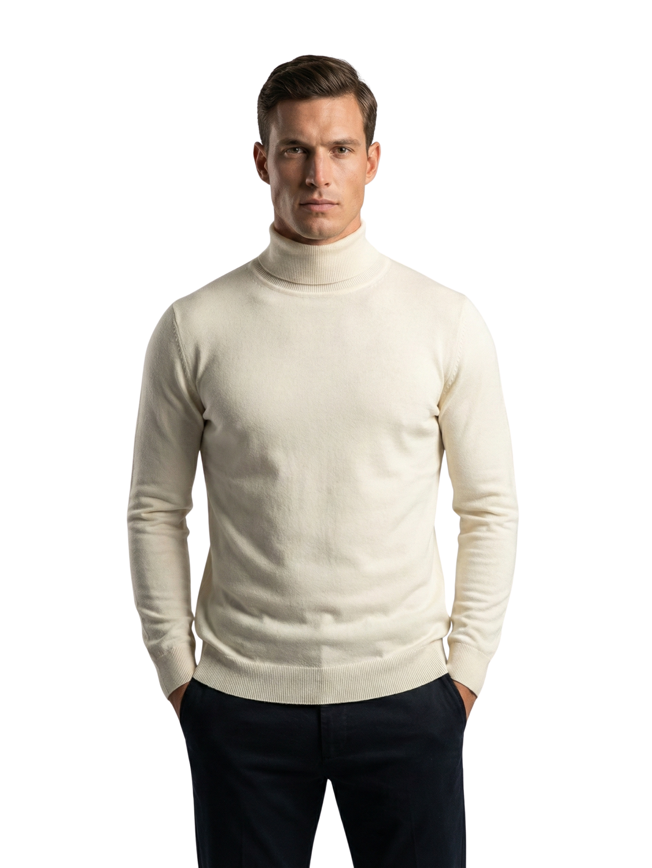 Damat OffWhite High Neck Knitted Pullover