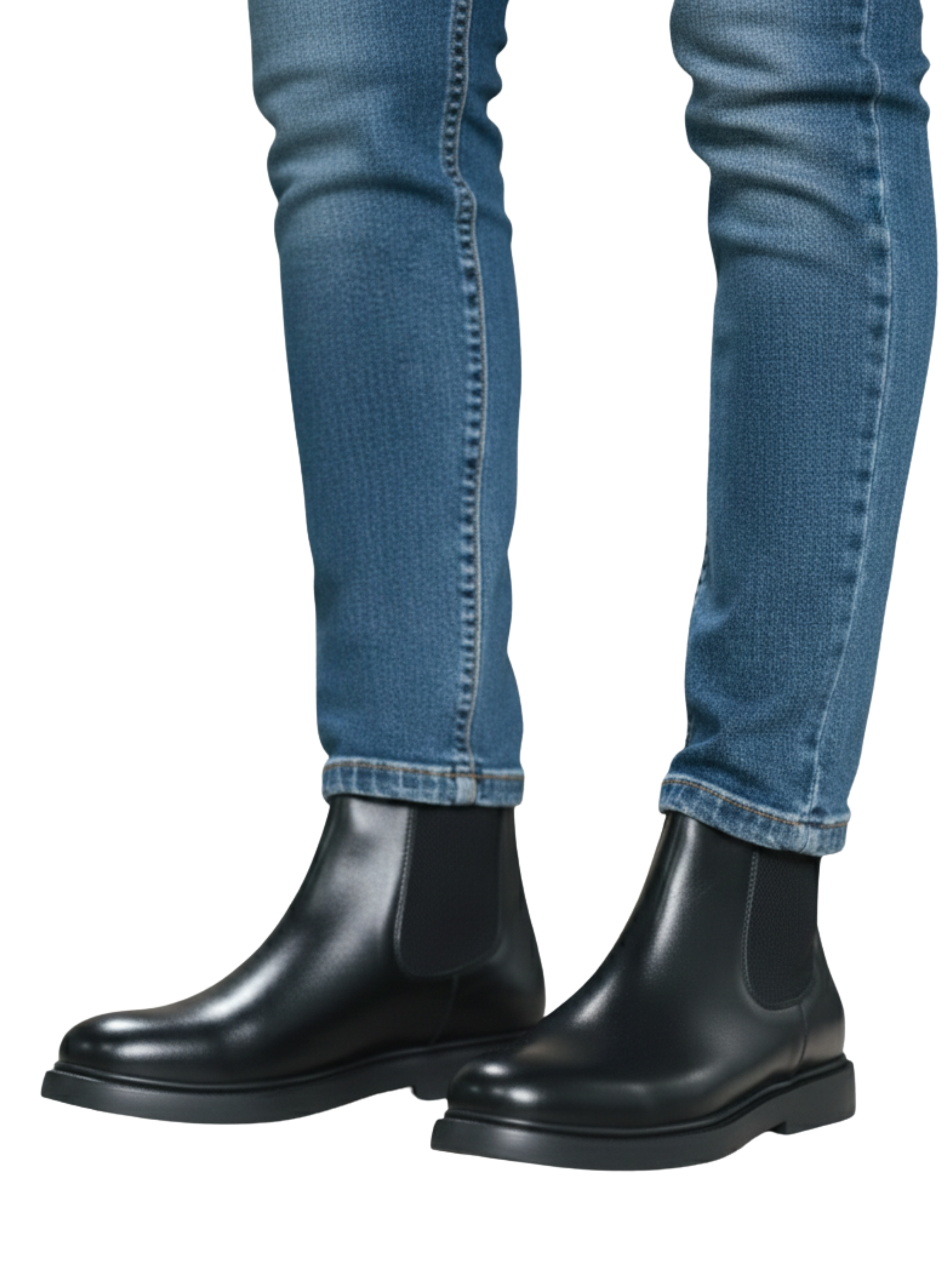 Black Ankle Boot With Elastic Side