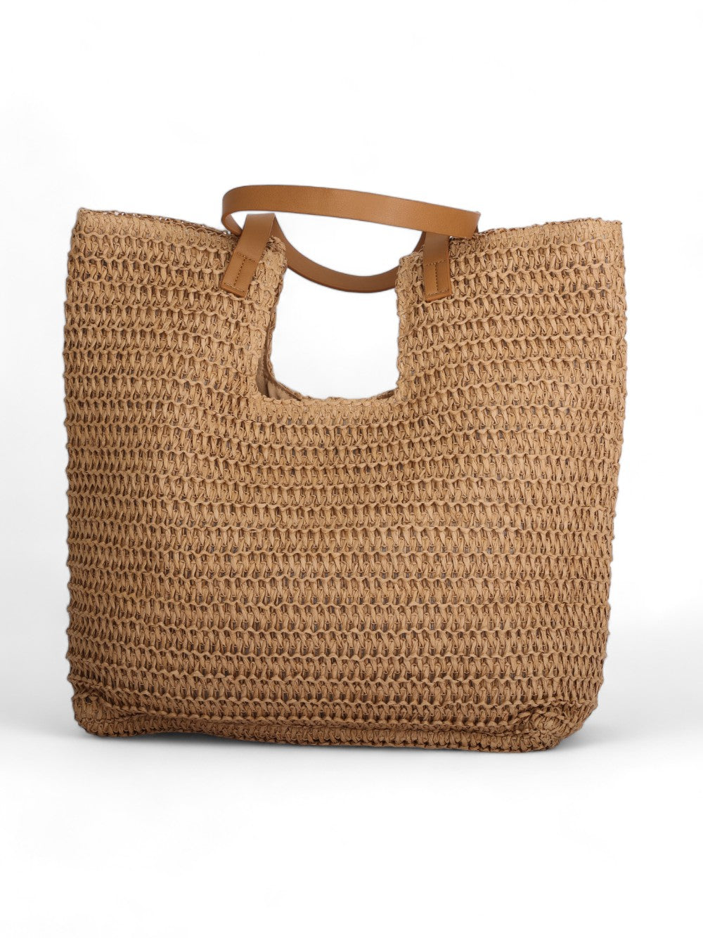 Camel Bamboo Bag With Leather Short Strap