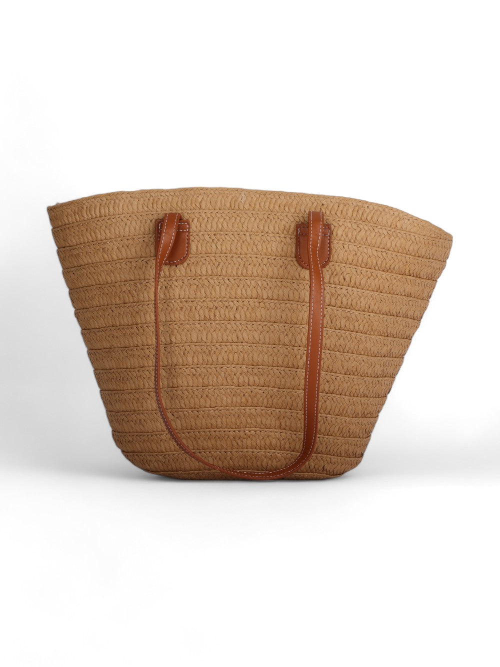 Brown Basket Bag With Leather Strap