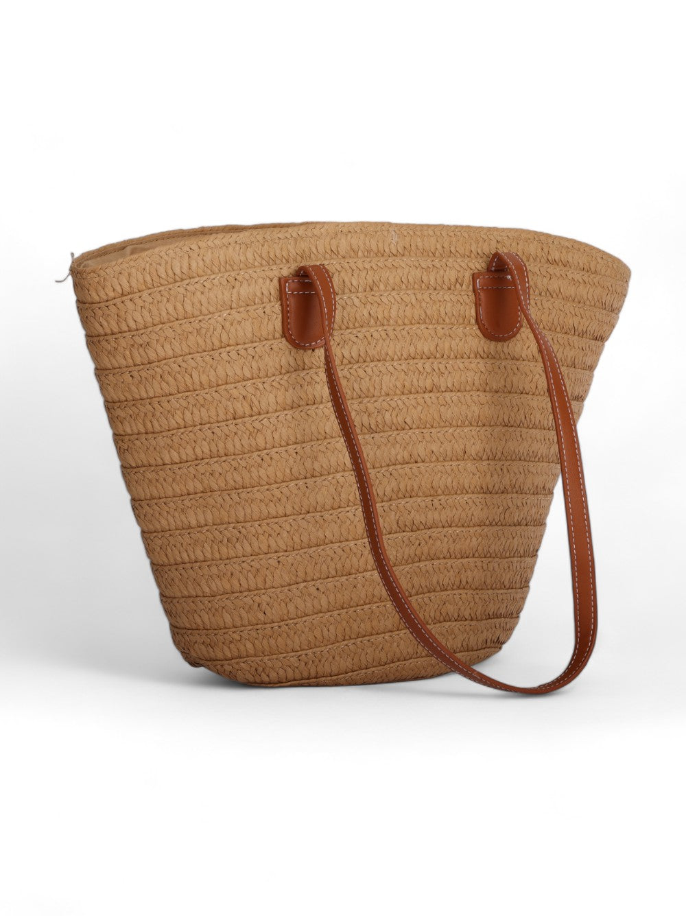 Brown Basket Bag With Leather Strap