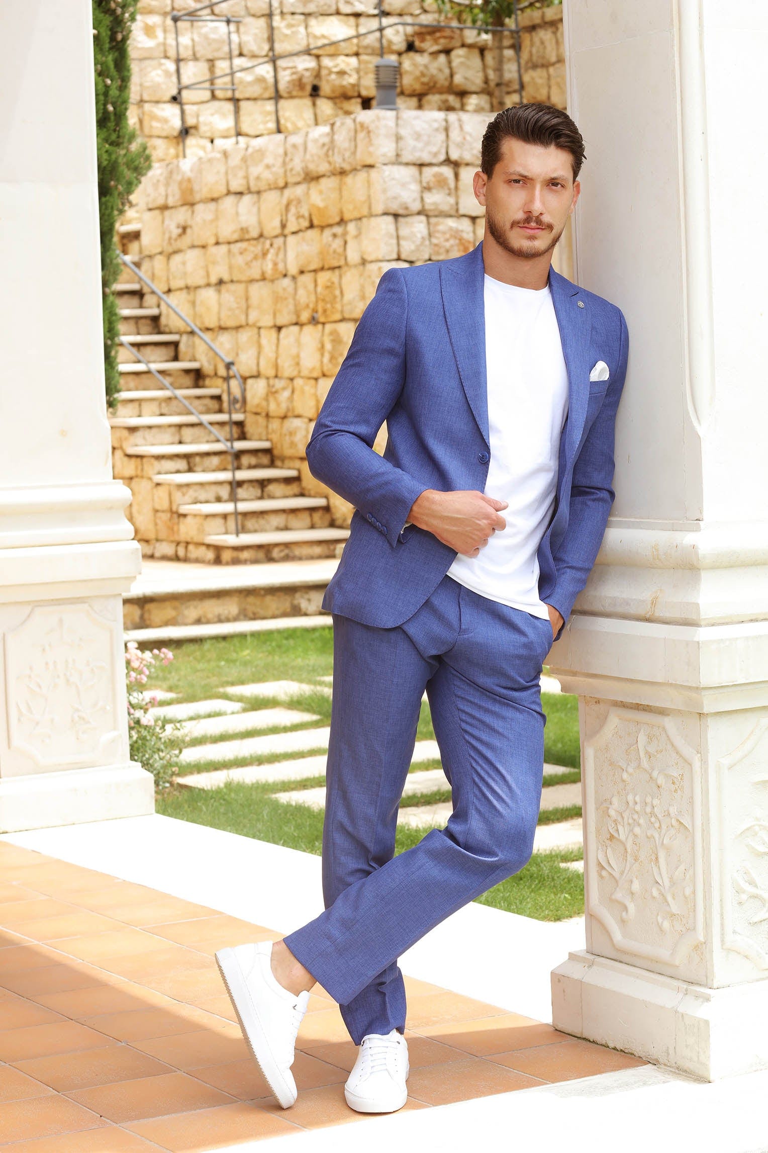 Men Blue 2-Piece Classic Stylish Suit