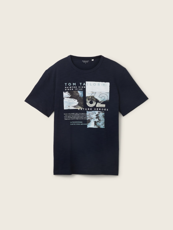 Tom Tailor Navy T-Shirt With Front Printed Design