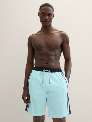 Tom Tailor Turquoise Swimming Short With Sides Color Design