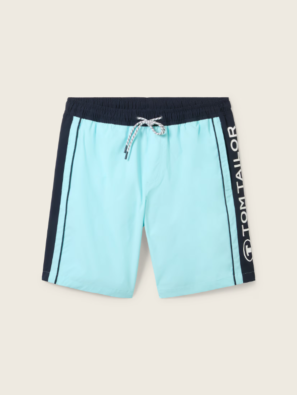 Tom Tailor Turquoise Swimming Short With Sides Color Design