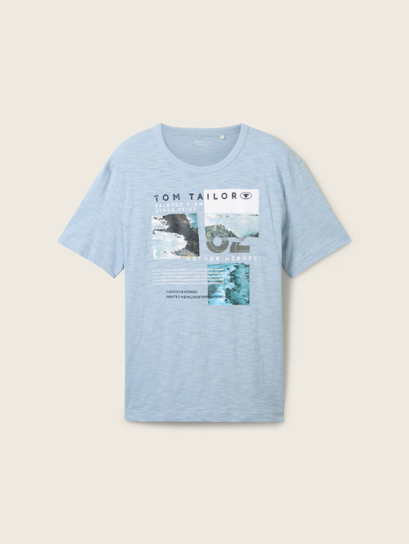 Tom Tailor Blue T-Shirt With Front Printed Design