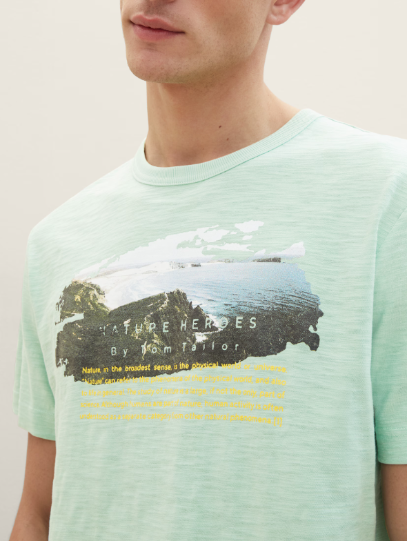 Tom Tailor Mint T-Shirt With Front Printed Design