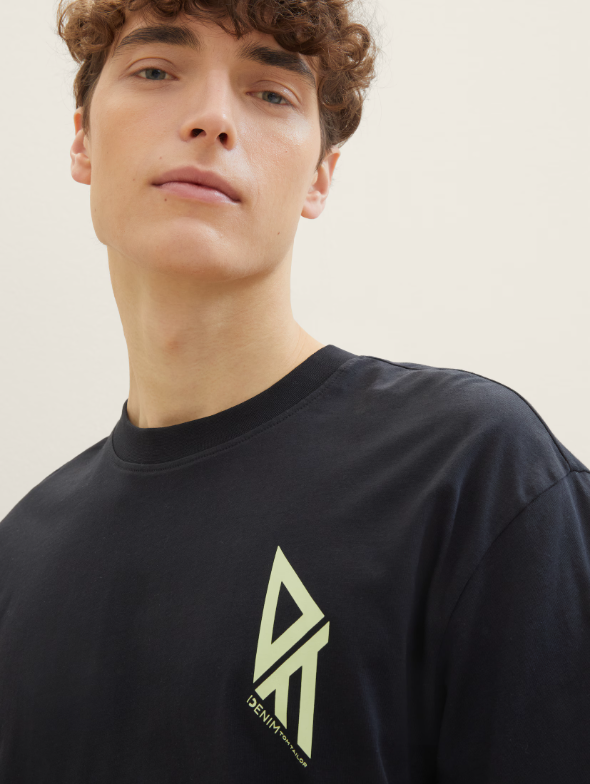 Tom Tailor Black T-Shirt With Logo Print