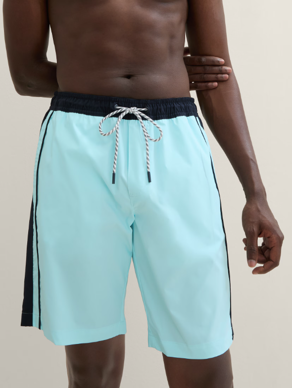 Tom Tailor Turquoise Swimming Short With Sides Color Design