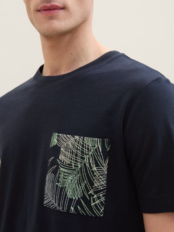 Tom Tailor Navy T-shirt With Printed Pocket