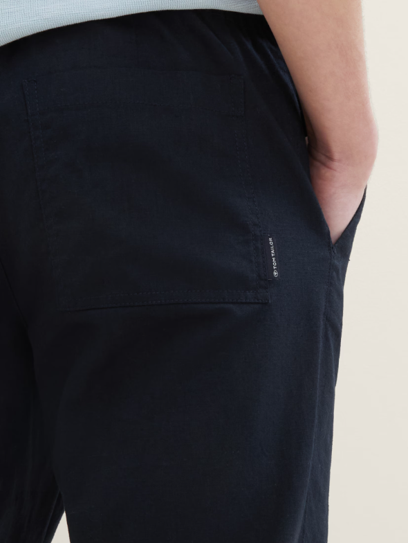 Tom Tailor Navy Linen Pants With Four Pockets