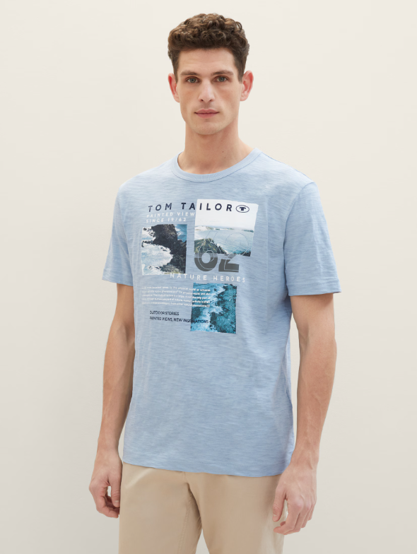 Tom Tailor Blue T-Shirt With Front Printed Design