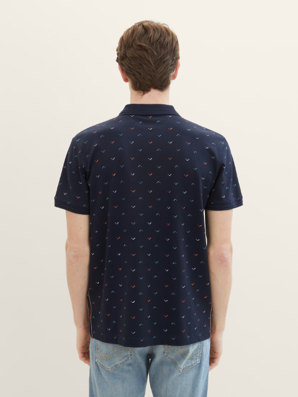 Navy Polo With An All-Over Print