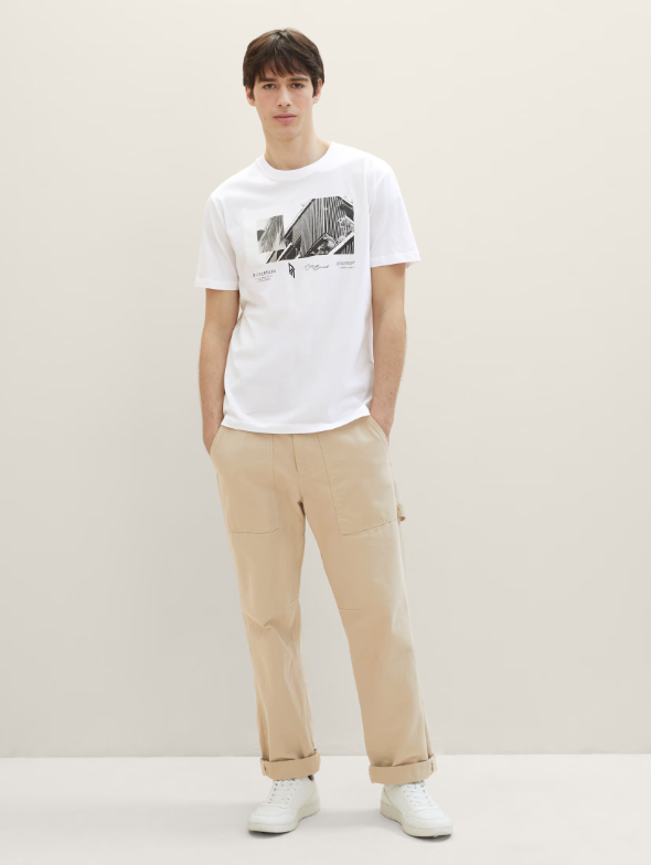 Tom Tailor White T-Shirt With Front Design