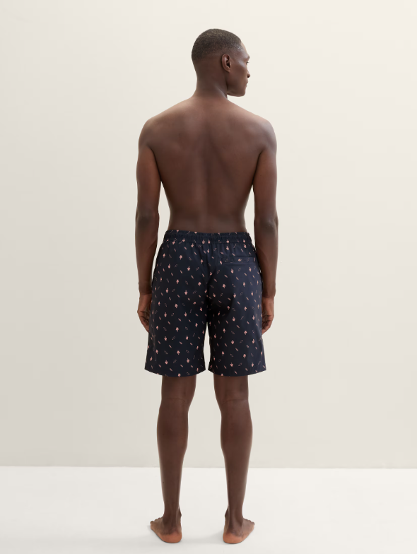 Tom Tailor Swimming Short With Navy Coral Summer Design