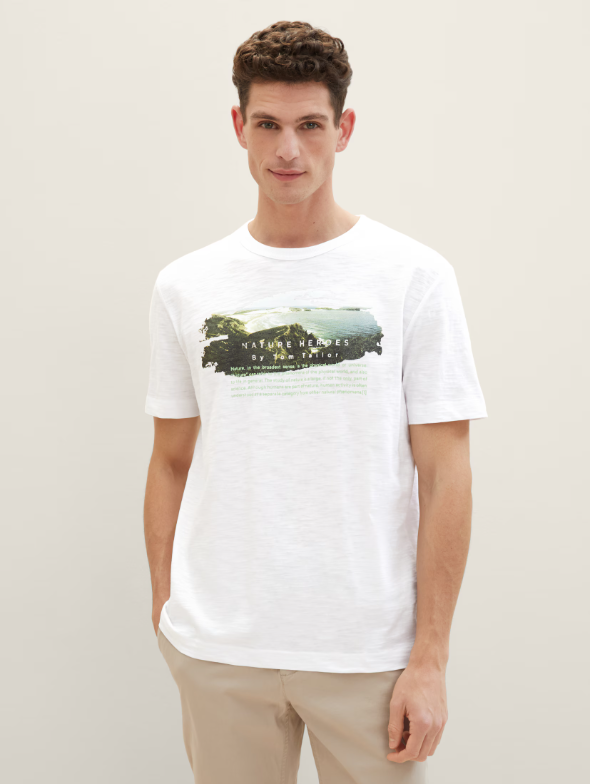 Tom Tailor White T-Shirt With Front Printed Design