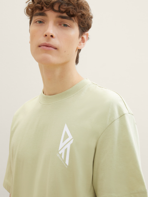 Tom Tailor Light Khaki T-Shirt With Logo Print