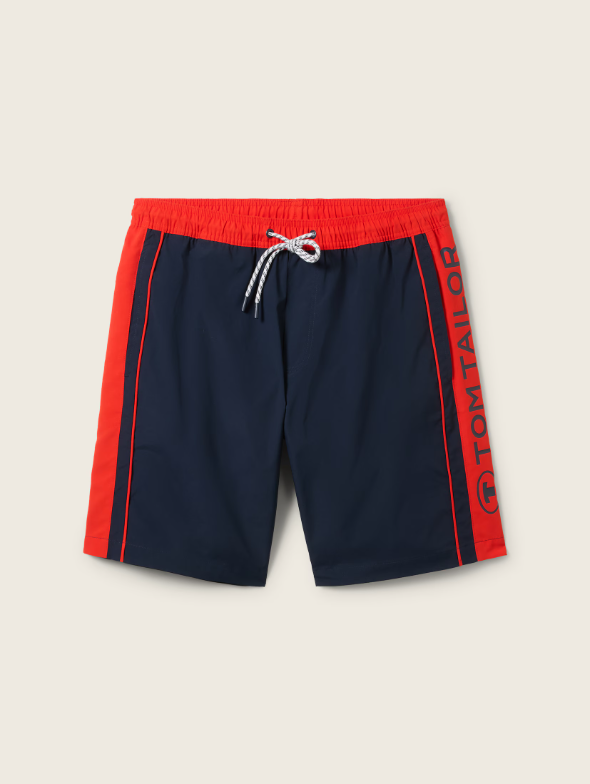 Tom Tailor Navy Swimming Short With Sides Color Design