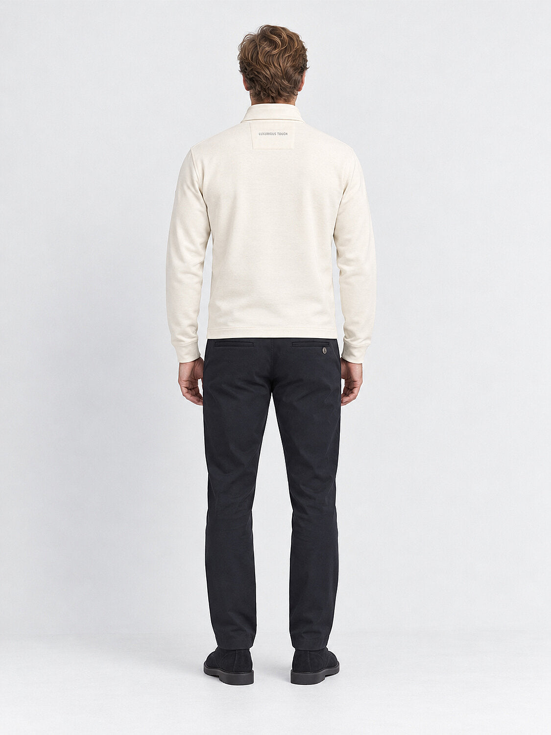 OffWhite Long Sleeved Sweater With Quarter-Zipper