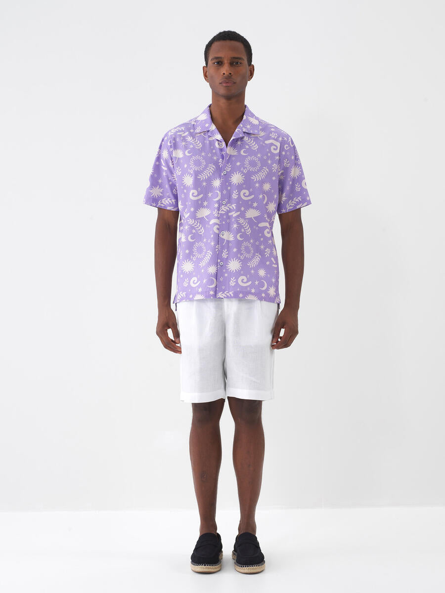 Xint Short Sleeves Printed Purple Shirt