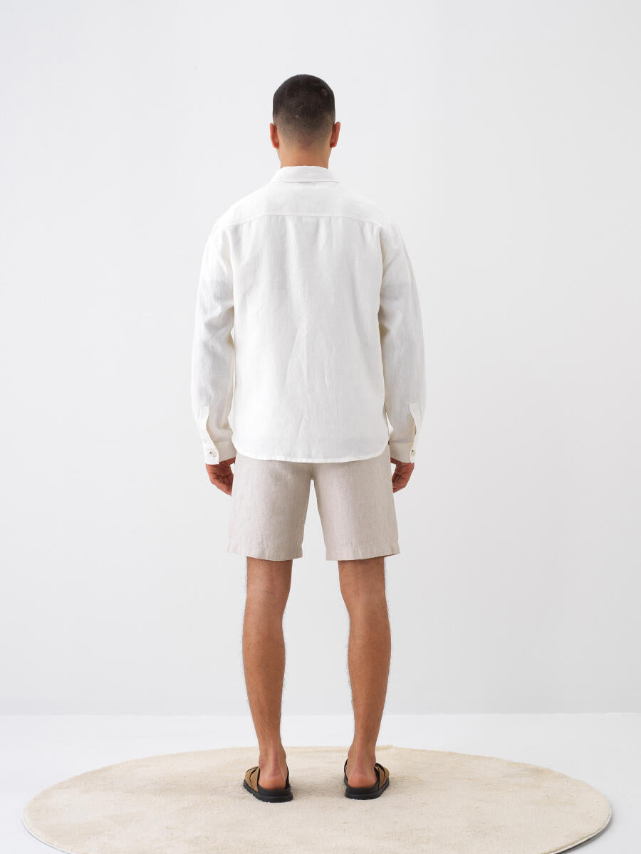 Xint White Linen Shirt With Attached Chest Pockets