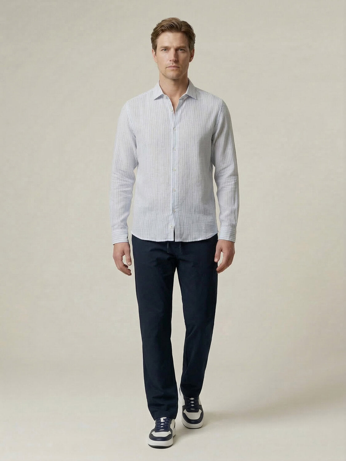 Xint Blue Linen Regular Fit Shirt