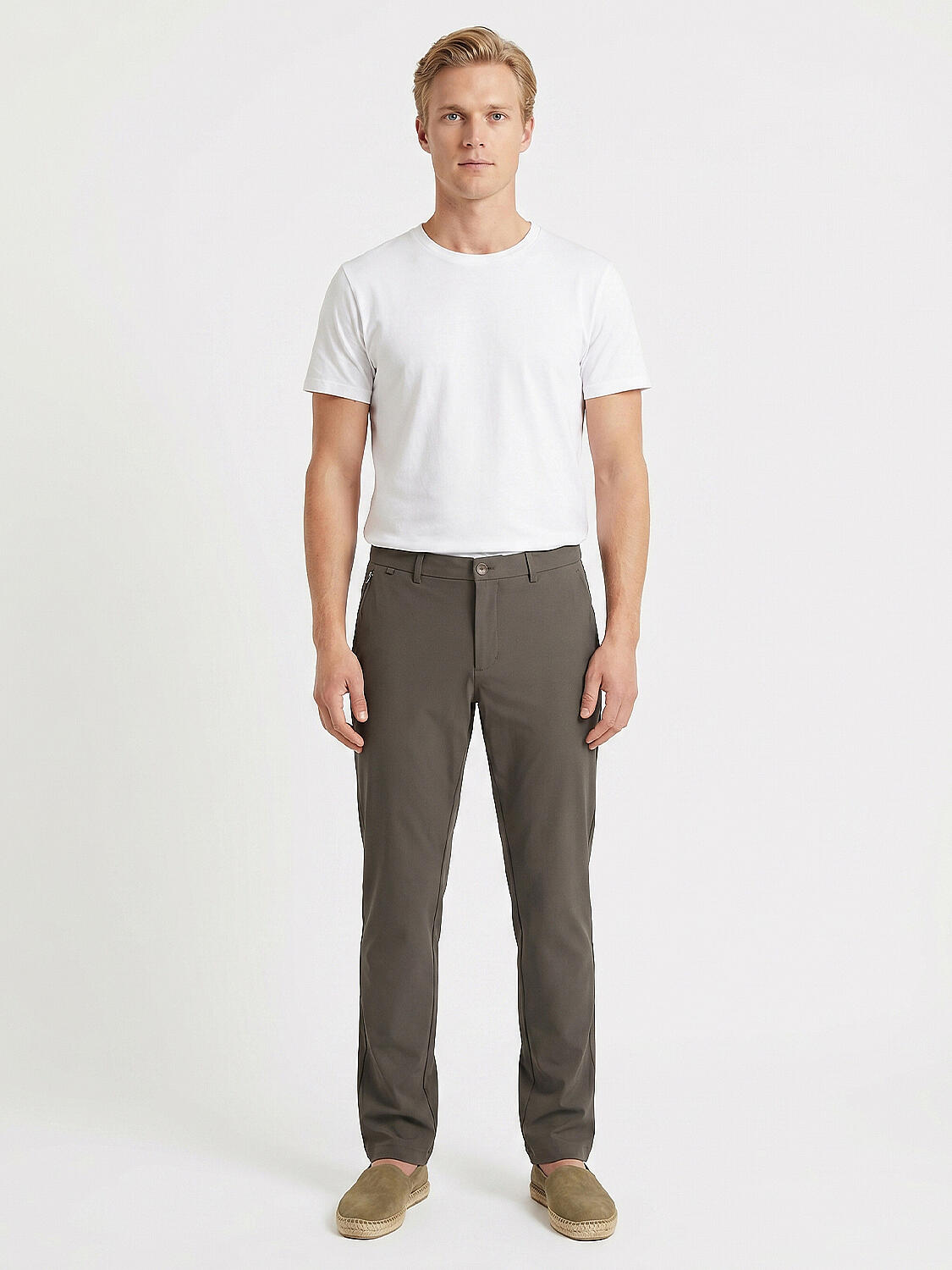 Xint Khaki Cotton Slim Fit Pant