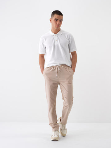 Xint Slim Fit Cotton Beige Jogger Pant