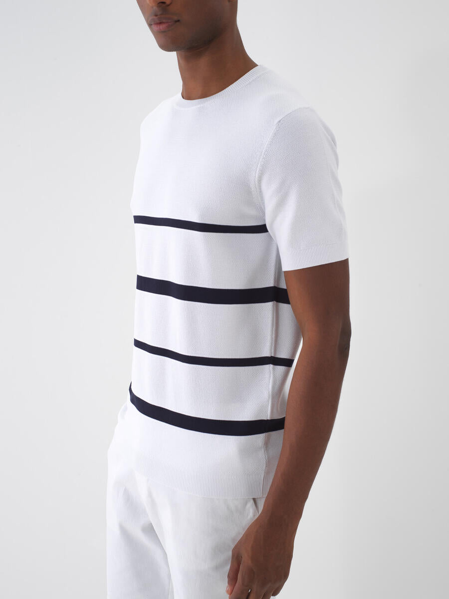 Xint Cotton Striped White T-shirt