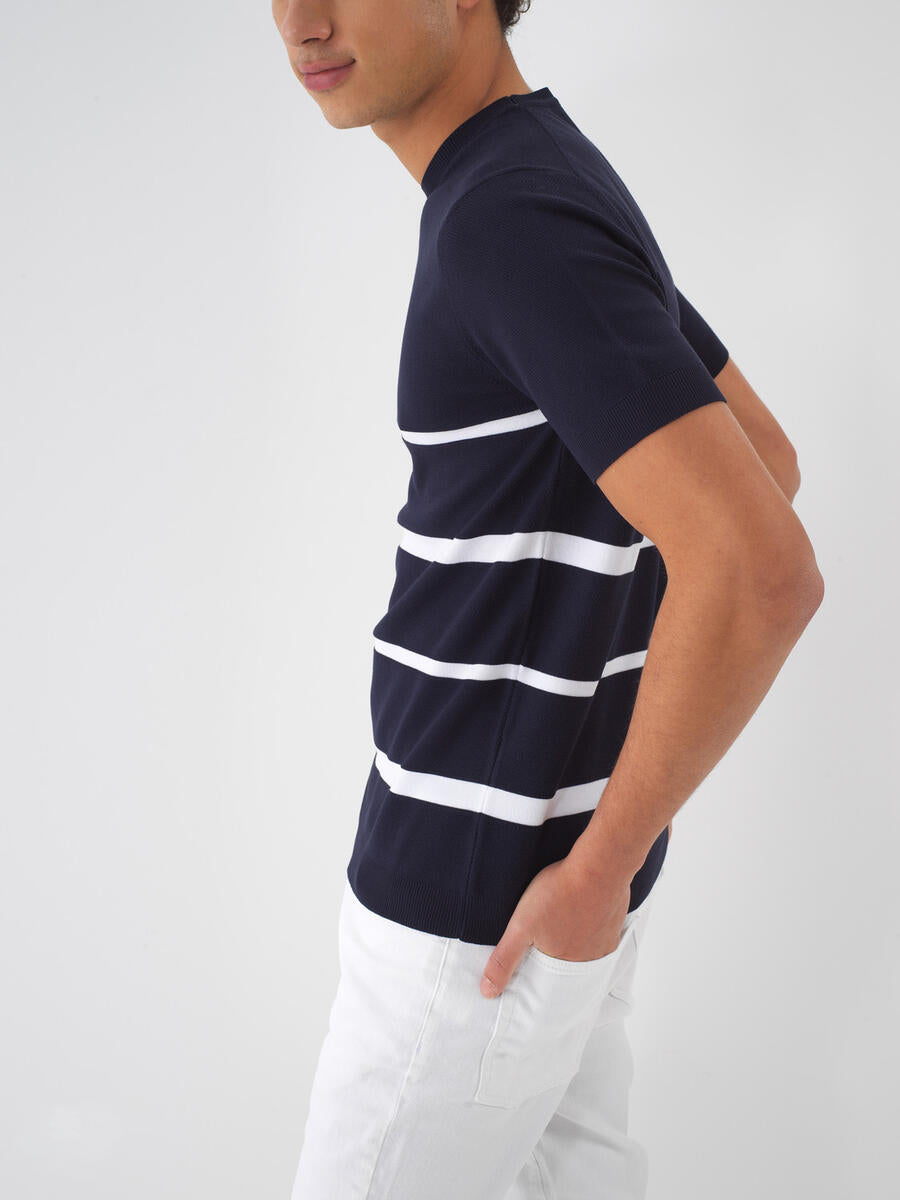 Xint Cotton Striped Navy T-shirt