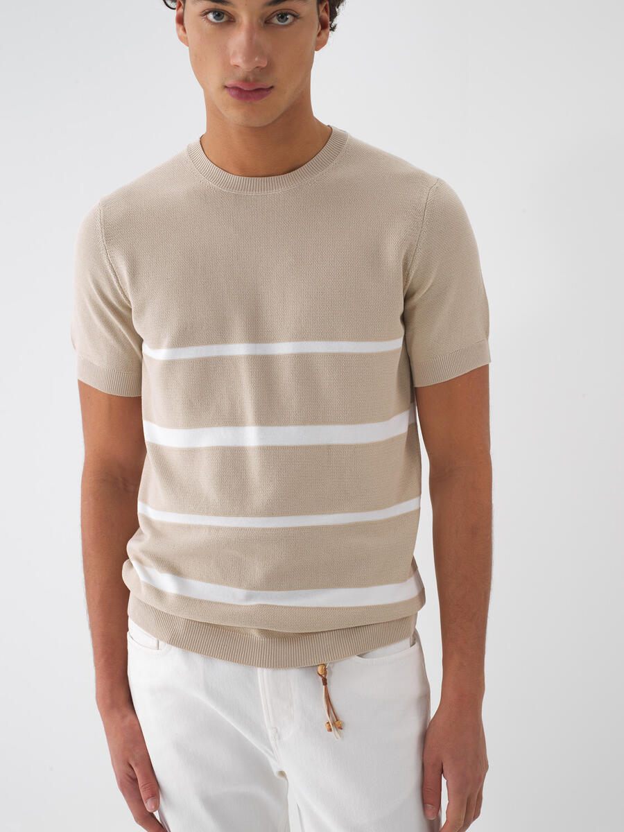 Xint Cotton Striped Beige T-shirt