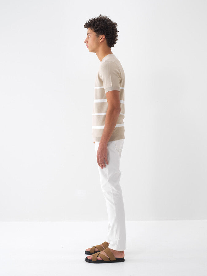 Xint Cotton Striped Beige T-shirt