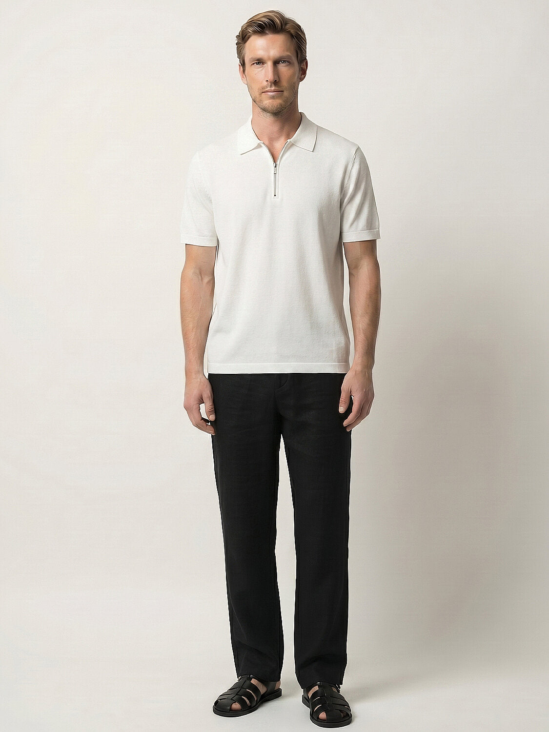 Xint White Regular Fit Polo With Zipper