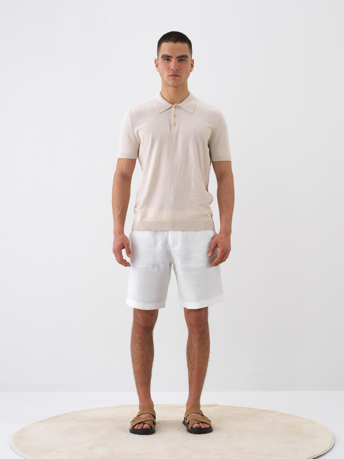Xint Beige Oversizer Linen Polo