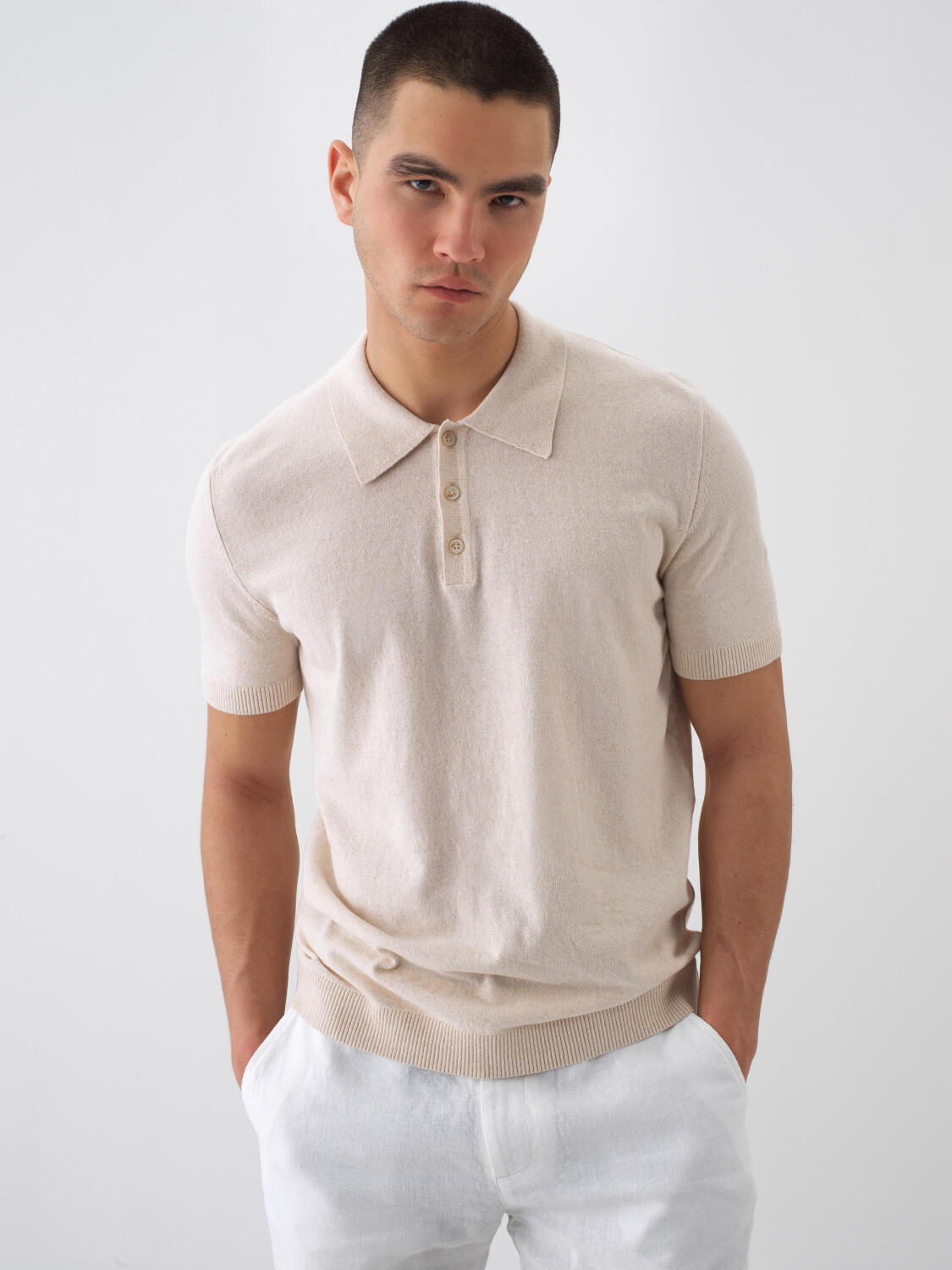 Xint Beige Oversizer Linen Polo